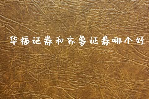 华福证券和齐鲁证券哪个好_https://wap.fcdydaikuan.com_投资策略_第1张