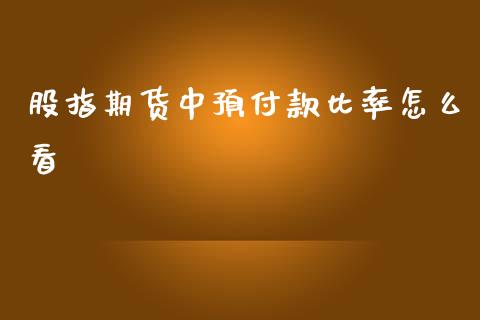 股指期货中预付款比率怎么看_https://wap.fcdydaikuan.com_期货品种_第1张