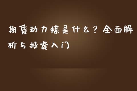 期货动力煤是什么？全面解析与投资入门_https://wap.fcdydaikuan.com_金融机构_第1张