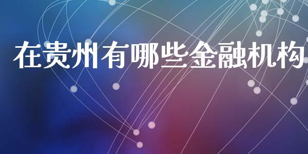 在贵州有哪些金融机构_https://wap.fcdydaikuan.com_投资策略_第1张