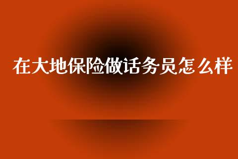 在大地保险做话务员怎么样_https://wap.fcdydaikuan.com_理财顾问_第1张