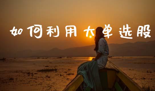 如何利用大单选股_https://wap.fcdydaikuan.com_期货品种_第1张