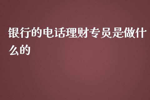银行的电话理财专员是做什么的_https://wap.fcdydaikuan.com_理财顾问_第1张