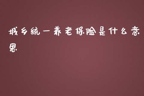 城乡统一养老保险是什么意思_https://wap.fcdydaikuan.com_国际投资_第1张