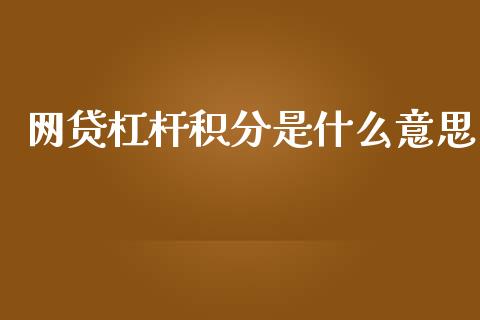 网贷杠杆积分是什么意思_https://wap.fcdydaikuan.com_理财顾问_第1张