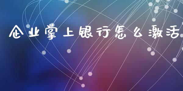 企业掌上银行怎么激活_https://wap.fcdydaikuan.com_投资策略_第1张