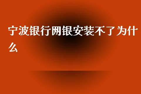 宁波银行网银安装不了为什么_https://wap.fcdydaikuan.com_期货品种_第1张