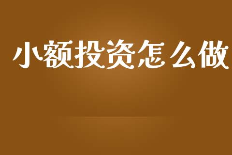 小额投资怎么做_https://wap.fcdydaikuan.com_投资策略_第1张