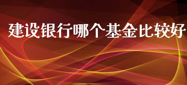 建设银行哪个基金比较好_https://wap.fcdydaikuan.com_理财顾问_第1张