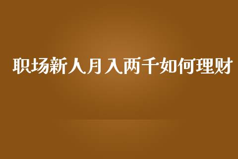 职场新人月入两千如何理财_https://wap.fcdydaikuan.com_国际投资_第1张