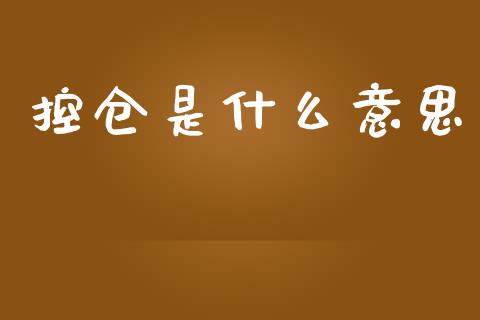 控仓是什么意思_https://wap.fcdydaikuan.com_国际投资_第1张
