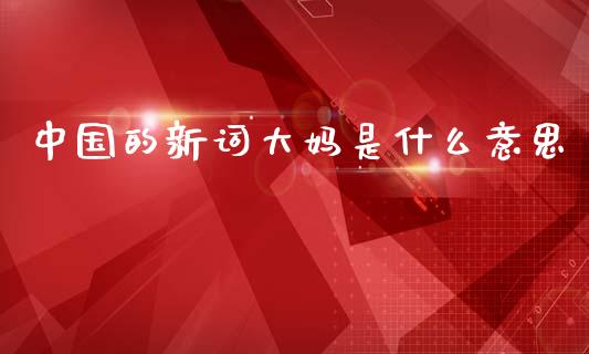 中国的新词大妈是什么意思_https://wap.fcdydaikuan.com_投资策略_第1张