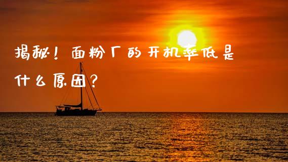 揭秘!面粉厂的开机率低是什么原因?_国际投资_第1张_国际投资_理财顾问_投资策略_金融机构 揭秘!面粉厂的开机率低是什么原因?_https://wap.fcdydaikuan.com_国际投资_第1张