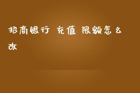 招商银行 充值 限额怎么改_https://wap.fcdydaikuan.com_国际投资_第1张