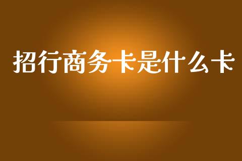 招行商务卡是什么卡_https://wap.fcdydaikuan.com_投资策略_第1张