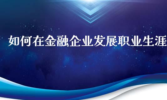 如何在金融企业发展职业生涯_https://wap.fcdydaikuan.com_国际投资_第1张