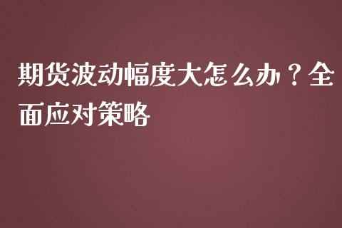 期货波动幅度大怎么办？全面应对策略_https://wap.fcdydaikuan.com_国际投资_第1张