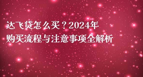 达飞贷怎么买？2024年购买流程与注意事项全解析_https://wap.fcdydaikuan.com_投资策略_第1张