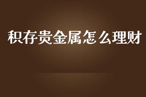 积存贵金属怎么理财_https://wap.fcdydaikuan.com_国际投资_第1张