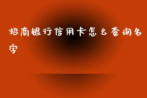 招商银行信用卡怎么查询名字_https://wap.fcdydaikuan.com_期货品种_第1张