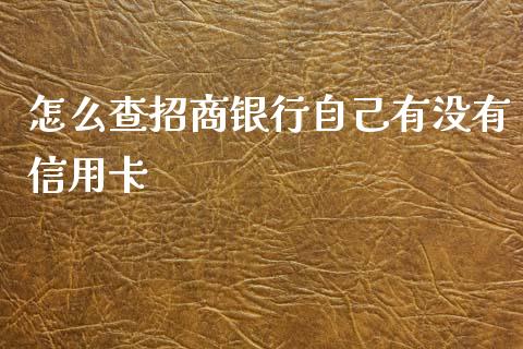 怎么查招商银行自己有没有信用卡_https://wap.fcdydaikuan.com_投资策略_第1张