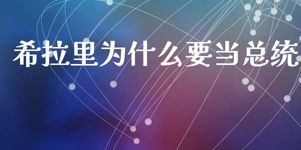 希拉里为什么要当总统_https://wap.fcdydaikuan.com_金融机构_第1张