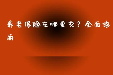 养老保险在哪里交？全面指南_https://wap.fcdydaikuan.com_金融机构_第1张