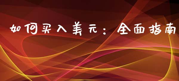 如何买入美元：全面指南_https://wap.fcdydaikuan.com_期货品种_第1张