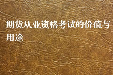期货从业资格考试的价值与用途_https://wap.fcdydaikuan.com_国际投资_第1张
