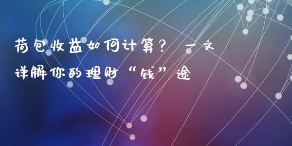 荷包收益如何计算？ 一文详解你的理财“钱”途_https://wap.fcdydaikuan.com_金融机构_第1张