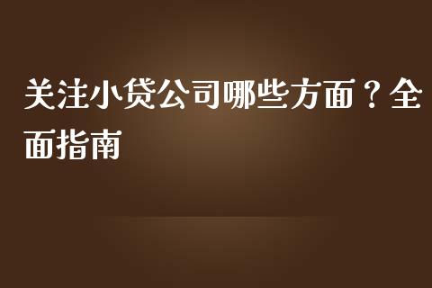 关注小贷公司哪些方面？全面指南_https://wap.fcdydaikuan.com_新股数据_第1张