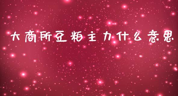 大商所豆粕主力什么意思_https://wap.fcdydaikuan.com_理财顾问_第1张