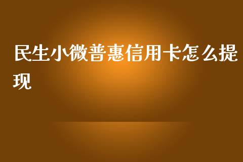 民生小微普惠信用卡怎么提现_https://wap.fcdydaikuan.com_国际投资_第1张