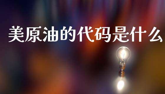 美原油的代码是什么_https://wap.fcdydaikuan.com_投资策略_第1张