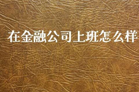 在金融公司上班怎么样_https://wap.fcdydaikuan.com_投资策略_第1张