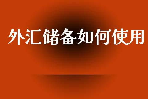 外汇储备如何使用_https://wap.fcdydaikuan.com_期货品种_第1张
